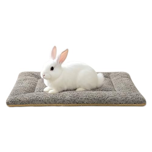 SOMAHE Guinea Pig Bed 3D Snow Fleece Rabbit Bed Washable Bunny Beds Hamster Bedding Mats Soft & Warm for Indoor Small Animal Bed Grey 10×13.7×1 Inchh
