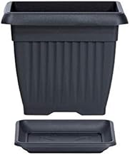 botle Blumenkübel Blumentopf mit Untersetzer quadratisch Terrakotta-Struktur (anthrazit, 15 cm x 15 cm x 13 cm)