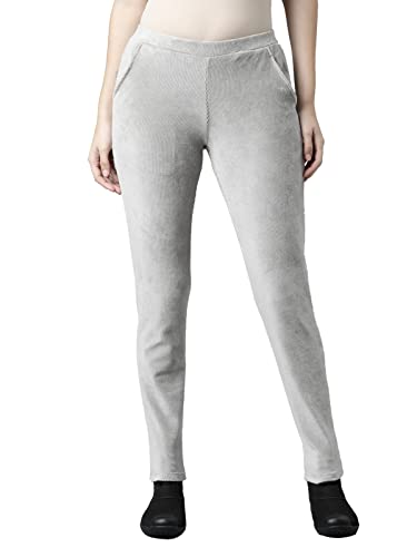 Image of GO COLORS Solid Corduroy Treggings for Women | Warmtech, Mid Rise, Side Pocket