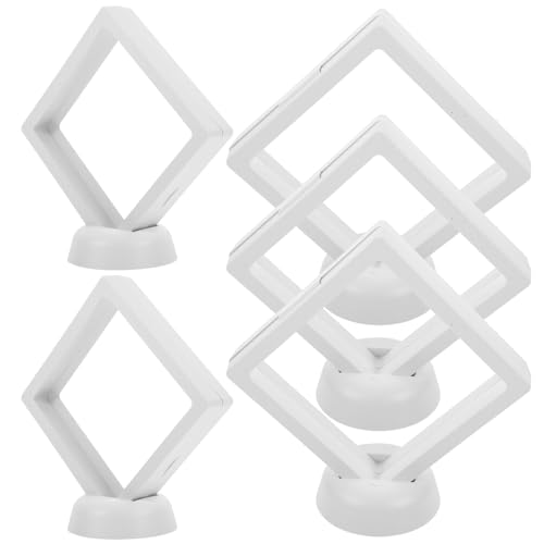 Image of Zerodeko 5 Sets Jewelry Display Cases PE Film Floating Frames with Base 9X9Cm Display Boxes for Coin and Necklace on Shelves or Tabletops
