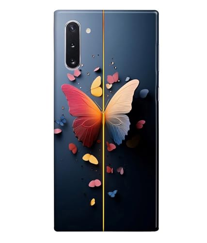 Image of Stylish Butterfly Printed Hard Back Case Cover Compatible for Samsung Galaxy Note 10 (Multicolor) - D1665