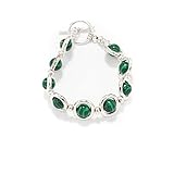 Piedra semipreciosa Pulsera de piedra malaquita (piedra protectora) bañada en plata. Pulsera mujer. Pulsera regalo. Estilo uno de 50 (Malaquita (verde))