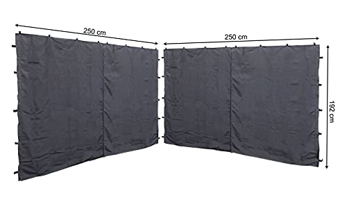 QUICK STAR 2 Seitenteile mit RV 250x192cm für Pavillon Nizza 3x3m Seitenwand Grau RAL 7012