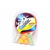 Kit Ping Pong com 2 Raquetes e 3 Bolinhas – Madeira de Qualidade, Borracha Antiderrapante, Cabo Anatômico, Ideal para Iniciantes e Jogos Recreativos