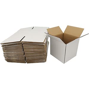 Ch-Box 50 Pack 5X5X5 Inches Small Shipping Boxes, Corrugated Cardboard Cube Mailers For Packaging Packing Storage Business Supplies, White (B555-50) #TOP2