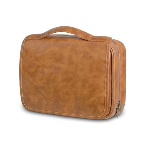 Trousse de toilette homme en cuir marron clair un cadeau de voyage idéal