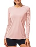 TACVASEN Running Top Womens Long Sleeve Tops Casual UV T Shirt Sun Protect Walking Shirts Ladies Running Sport Outdoor T-Shirt Summer UPF Base Layer Pink