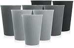 8 Pack de tasses de blé en paille Reutilisable, Durable & Léger, parfait pour la maison, le bureau, le camping et l'extérieur Lave-vaisselle Coffre-fort (Noir,Gray)
