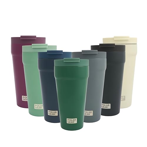 Polar Gear Coffee Cup Travel Mug, 470ml Large Travel Mug, Insulated Cup with Leakproof Screw Closure Lid, 304 Stainless Steel Double Walled, Reusable Coffee Cups (Forest Green)