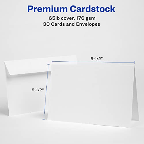 Avery Printable Greeting Cards, Half-Fold, 5.5" X 8.5", Textured White, 30 Blank Cards With Envelopes (3378) #TOP6