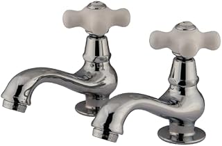 Kingston Brass KS1101PX Heritage Classic Waschbeckenarmatur, Porzellan, Kreuzgriff, poliertes Chrom