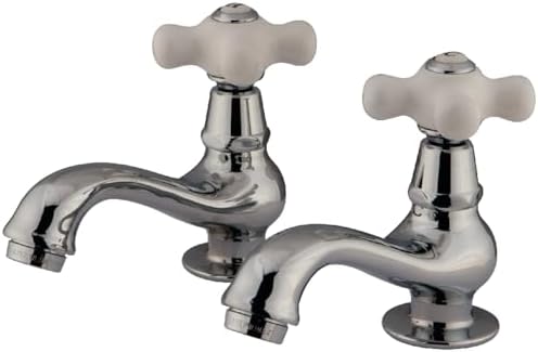 Kingston Brass KS1101PX Heritage Classic Waschbeckenarmatur, Porzellan, Kreuzgriff, poliertes Chrom