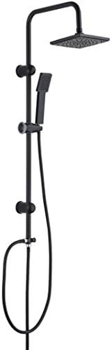 Columna de ducha Fine Shower negro con cabezal y ducha de mano, color negro Cover