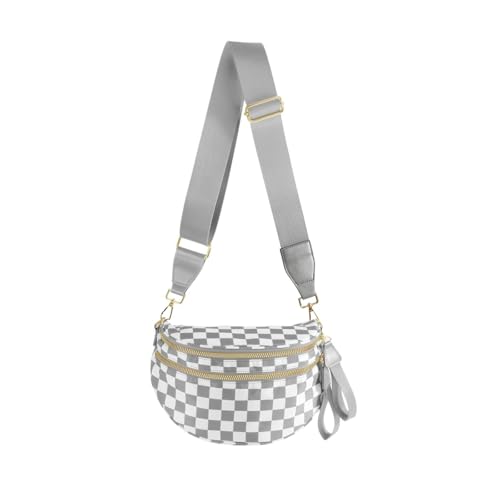 Sac à bandoulière en nylon pour femme, grand format à carreaux idéal pour le voyage