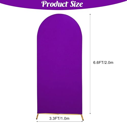 FEINIGESI Wedding Arch Cover 6.6FT Purple Stretchy Fitted Round Top Stand Covers Double-Side Chiara Backdrop for Banquet Birthday Party Ceremony Baby Shower Decoration by FEINIGESI - Image 2