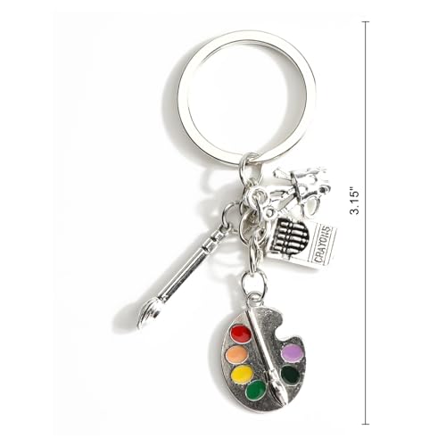 Artist Keychain Womens Painting Keycharms with Palette and Paintbrush Charms Creative Painting Tool Accessory