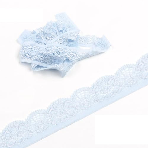 Cinta elástica de encaje de 10 yardas, borde de encaje de 25 mm, cinta decorativa, cinta decorativa para costura, accesorios de costura, vestidos, bodas, ropa interior, azul claro