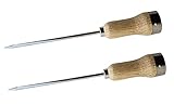 Set of 2 Plated Steel Ice Picks with Wood Handle, 5mm Thick and 6