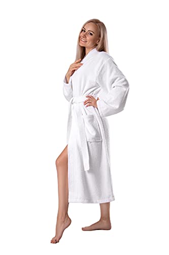 Bagno Milano Terry Cloth Robes For Women - Turkish Organic Cotton Bathrobes For Women Kimono Style (White, Large-X-Large, X_L) #TOP1