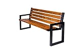 MRS Parkbank Gartenbank Gestell Stahl Massivholz Kiefer 180 cm lang (01402 180cm Stahl)