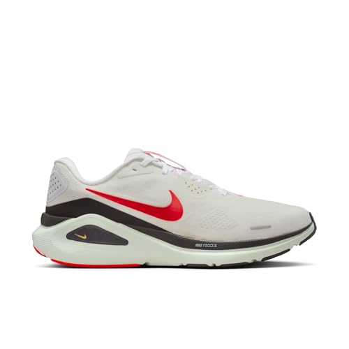Image of Nike Men Structure 26 White /Bright Crimson-Medium Ash Running Shoes 6 UK