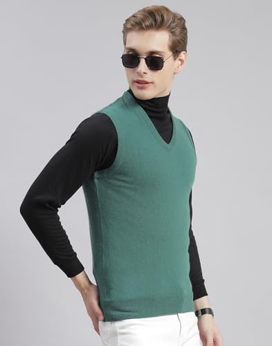 Image of Monte Carlo Off White Solid V Neck Sweater | Warm Woolen Pullover for Men | Soft Comfortable Knitted Winter Wear Sweater for Men's