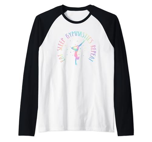 Eat Sleep Gymnastics Repeat Gymnastics Player Funny Camiseta Manga Raglan