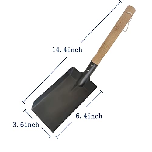 Ahuij Fireplace Ash Shovel, Natural Wood Handle Ash Shovel, Stove Shovel, Ash Shovel, Garden Shovel, Coal Shovel, Fireplace Tools, Fire Pit Tools., Black, (Fs02) #TOP1