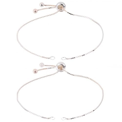 Beebeecraft 1 Box 2Pcs Sterling Silver Slider Chain Bracelet for Beads 18cm Long Adjustable Slider Bracelets Extender Chains with Polishing Cloth and Ball End for Jewellery Making Women Semi Finished