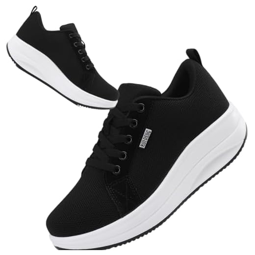 Roltte Walking Shoes for Women Nurse Shoes Slip Resistant Work Sock Sneakers Food Service Sneakers Platform Sneakers Causal Comfortable Shoes Black White