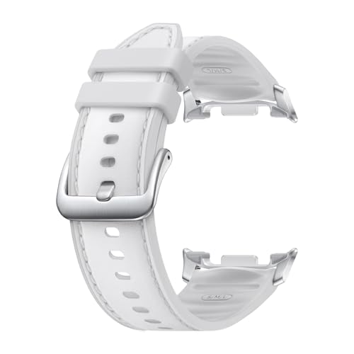 Image of Samsung Galaxy Watch 8 Series Hybrid Band, Vegan Leather, Signature Stitch, Dynamic Lug System, Flexible Fit, Compatible with Galaxy Watch 8 and Watch 8 Classic, S /M /L White