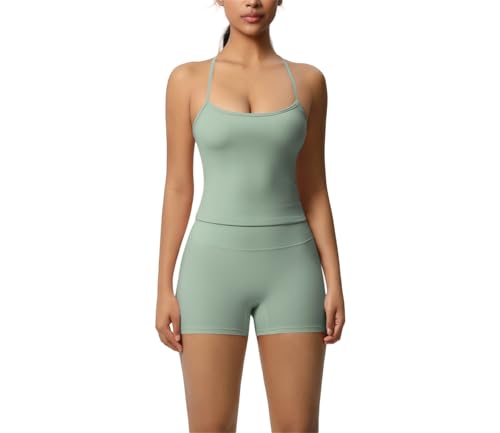 Ensemble d'entraînement deux pièces vert clair pour le yoga et le fitness taille XL
