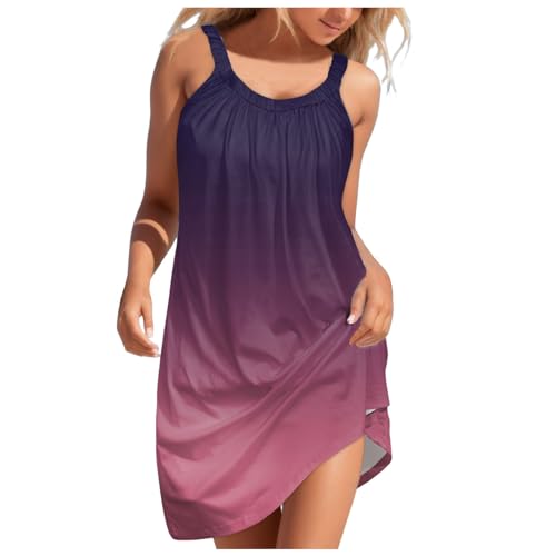 Robe d'été sans manches motif floral et coupe midi décontractée pour femme