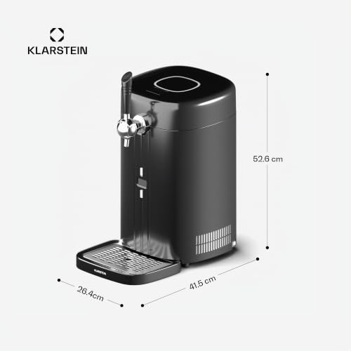 Foto von Klarstein FrostBrew Bierzapfanlage - 5L Bierzapfanlage mit CO₂-Drucksystem, Thermoelektrisches Kühlsystem, Temperaturregelung 3-12 °C, LED-Anzeige, Abnehmbare Tropfschale, Schwarz/Silber