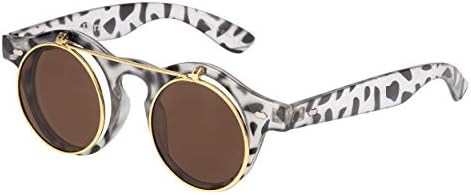 Ultra Steampunk Flip Up Sunglasses Round Glasses Retro Goggles Mens Ladies UV400