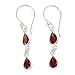 NOVICA Garnet .925 Sterling Silver Teardrop Dangle Hook Earrings 'Mystical Femme'
