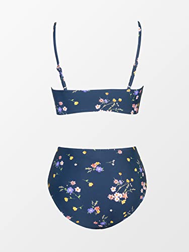 Image of CUPSHE Women's Bikini Sets Two Piece Swimsuit High Waisted V Neck Twist Front Adjustable Spaghetti Straps Bathing Suit