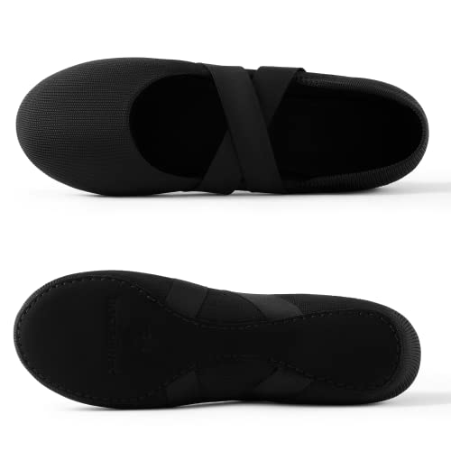 Sangeeson Ballet Shoes For Women(Leather Full Sole, Arch Support, Breathable), Jazz Shoes, Ballerina Shoes, Dance Shoes Women For Beginner, X, Size 11, Black #TOP5