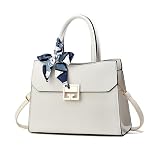 NICOLE & DORIS Bolso de Mano Grande Bolso de Hombro Universidad Cuero PU Impermeables Bolso Bandolera Moda para Trabajo Compras Escuela Blanco
