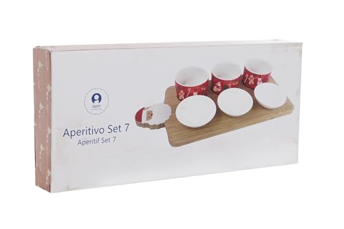 TABLA APERITIVO SET 7 GRES BAMBU 33X15X1 PAPA NOEL