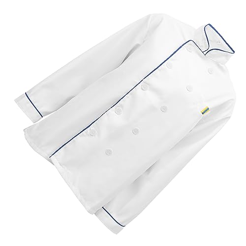 OFFSCH Tops De Uniforme De Chef De Manga Larga Cocina Restaurante Bar Hotel Barbacoa Aire Libre Monos A Prueba De Salpicaduras Borde Azul Mangas Largas L Pantalones De Chef