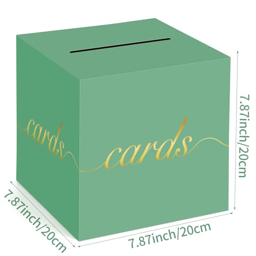 Image of Green Card Box Gold Foil Wedding Favors Gift Card Boxes Post Box Receiving Money Box Holder for Wedding Reception, Baby Showers, Anniversary, Birthday Party, Retirement, Graduation Envelope Holder