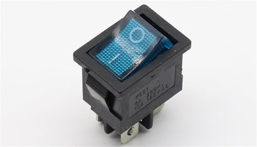 Interrupteur à bascule LED bleu 15 x 21 mm SPST avec finition soignée et voyant épuré