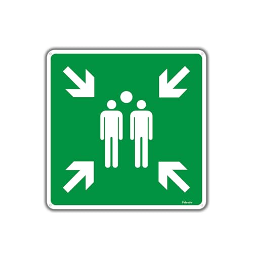 Felexdo Sammelplatz Schild, 30x30cm Sammelstelle Sammelpunkt Schild Außenbereich wasserdicht UV-Schutz mit Vorgebohrten Löchern für Einfache Montage