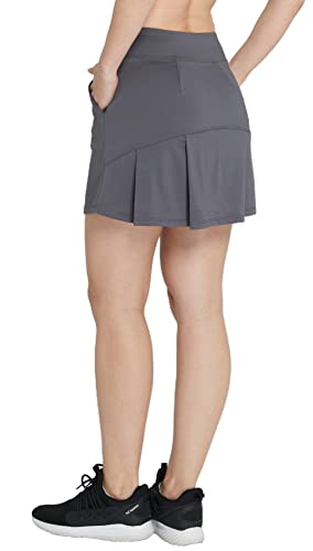 Cityoung Women Golf Skirt with Pockets Tennis Skirts with Shorts Pleated Skorts Skirts Causal Summer Running Activewear Grey M