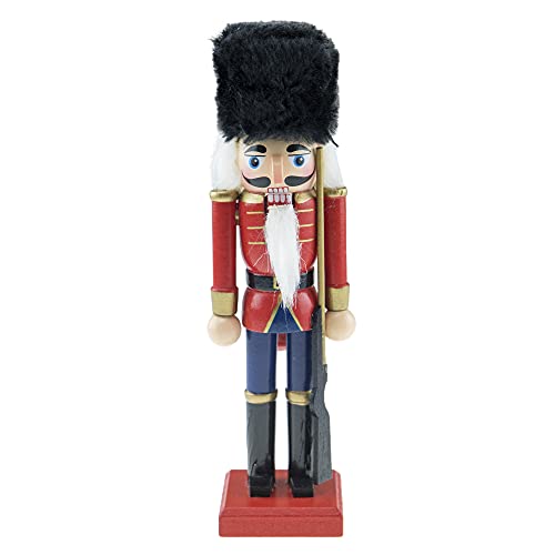 Clever Creations British Soldier 8 Inch Traditional Wooden Nutcracker, Festive Christmas Décor for Shelves and Tables