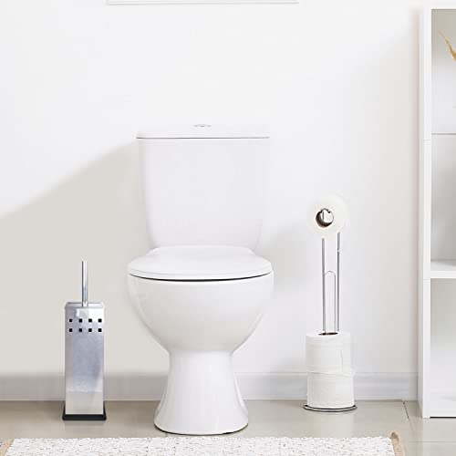 Blue Donuts - Toilet Brush And Holder, Toilet Bowl Brush For Bathroom, Toilet Cleaner, Odor Free (Chrome) #TOP5