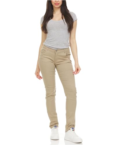 Galaxy by Harvic Women's Stretch Skinny 5-Pocket Basic Chino Pants