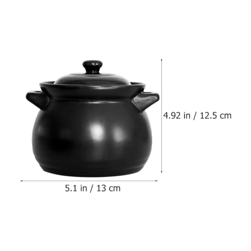 BETOOKY Black Ceramic Rice Pot 1.1l High Temperature Resistant Multipurpose Casserole for Braised Chicken and Stewing, Suitable for Canteen and Hotel Use - Image 2