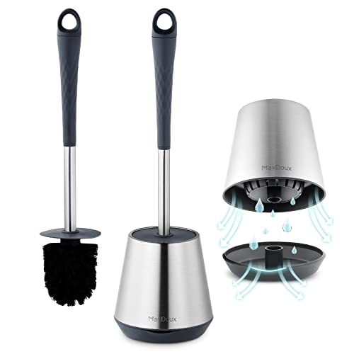 Klobürste, Maxdoux Toilettenbürste, Toilettenbürste-Set aus Edelstahl, Spritzwassergeschützt, Schnell Trocknend, Langlebige WC Bürste Schwarz für Bad, Toilette Cover